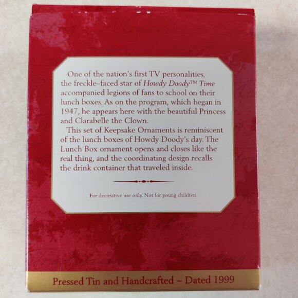 Vintage Hallmark Keepsake Howdy Doody Ornament Set - Lunchbox & Thermos - 1999 - Picture 2 of 14